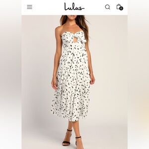 Lulus white midi dress with black pattern